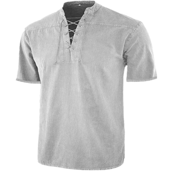 Men's short-sleeve shirt with striking lacing detail Lisslune