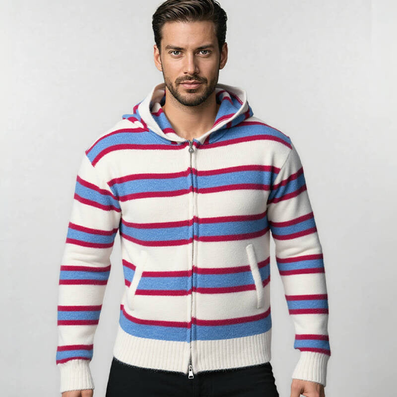 Men's hooded jacket with modern stripes and practical pockets Lisslune
