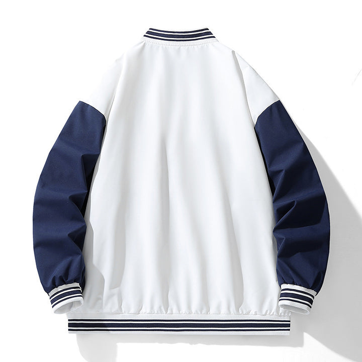 Men's Sporty Bomber Jacket with Contrasting Sleeves and Elastic Waistband Lisslune