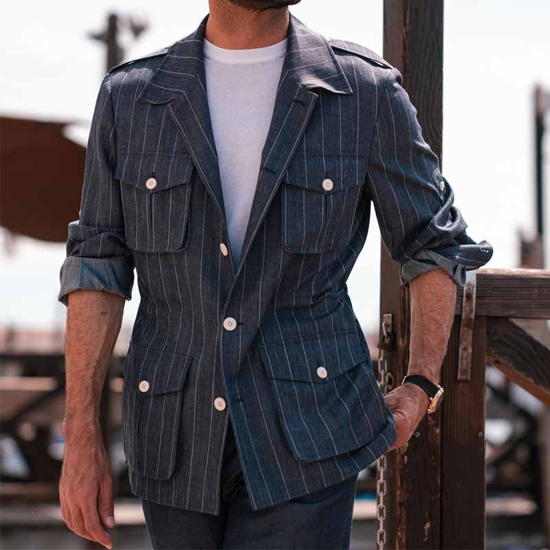 Men's modern striped utility jacket Lisslune
