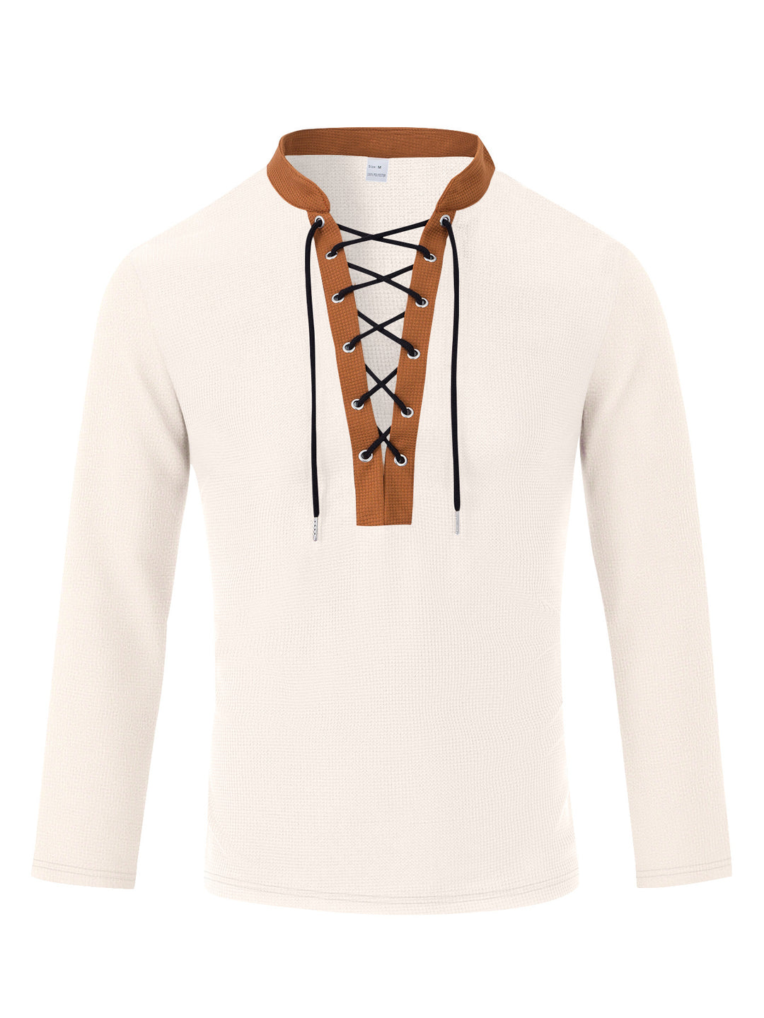 Men's Long Sleeve T-Shirt with Innovative Lacing and Melange Look Lisslune