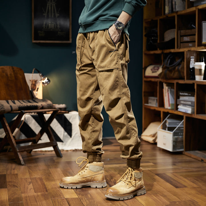Men's Cargo Pants with Elastic Waistband and Practical Side Pockets Lisslune