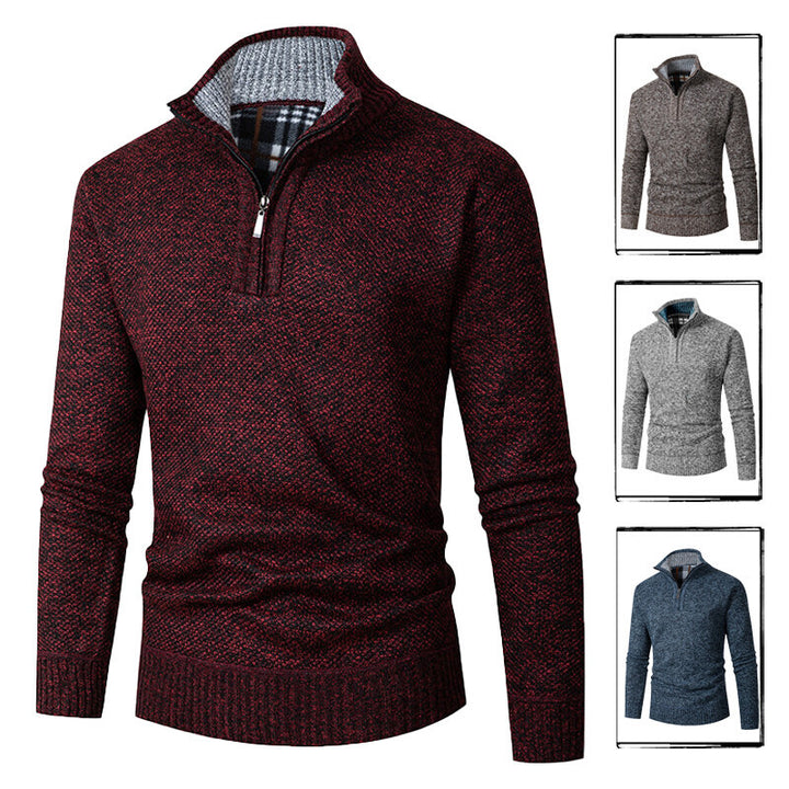 Men's sweater with high collar and practical zipper Lisslune