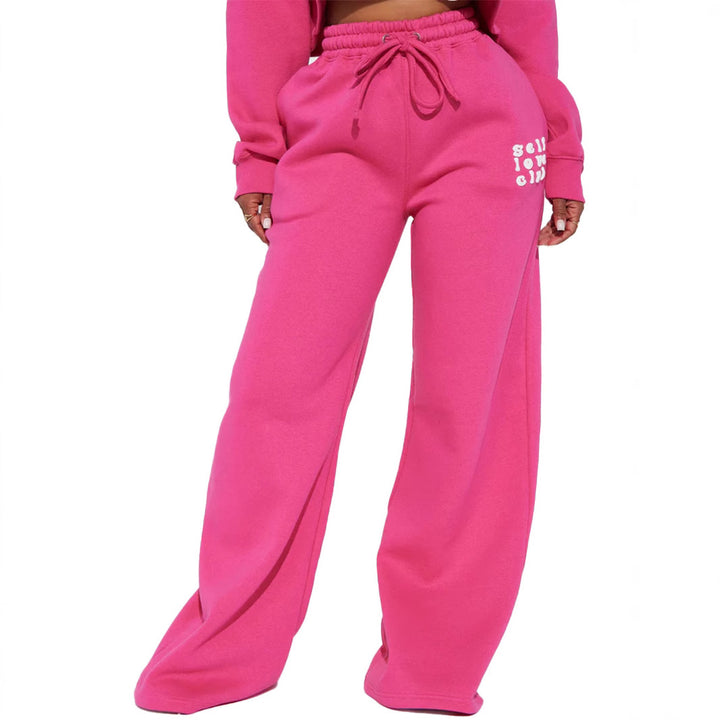 Women's wide jogging pants with elastic waistband and eye-catching lettering Lisslune