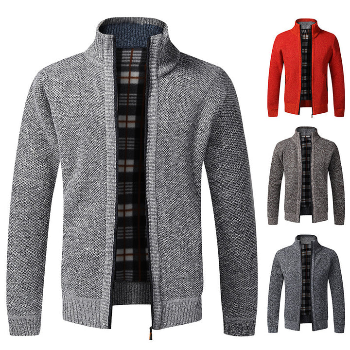 Men's fashionable cardigan with high collar and practical pockets Lisslune