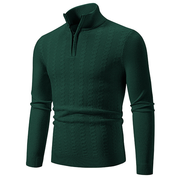 Men's Fashionable Turtleneck Sweater with Elegant Structural Pattern Lisslune