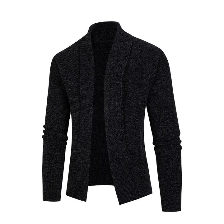Men's cardigan with modern shawl collar and fine textured pattern Lisslune