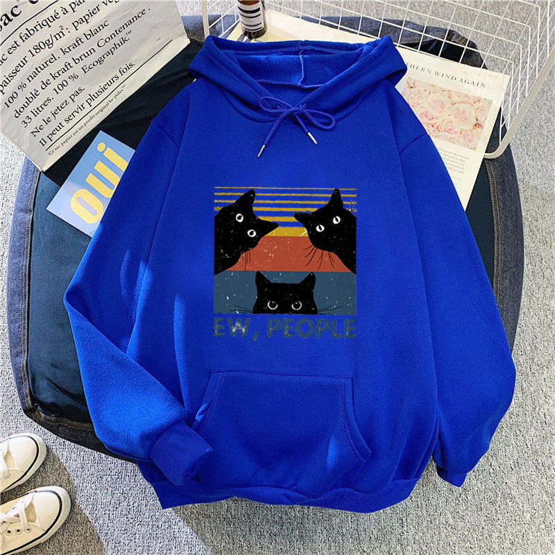 Women’s hoodie with stylish cat motif and inspiring lettering Lisslune