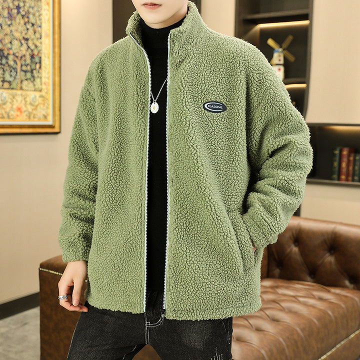 Men's Warm Fleece Jacket with High Collar and Elastic Cuffs Lisslune