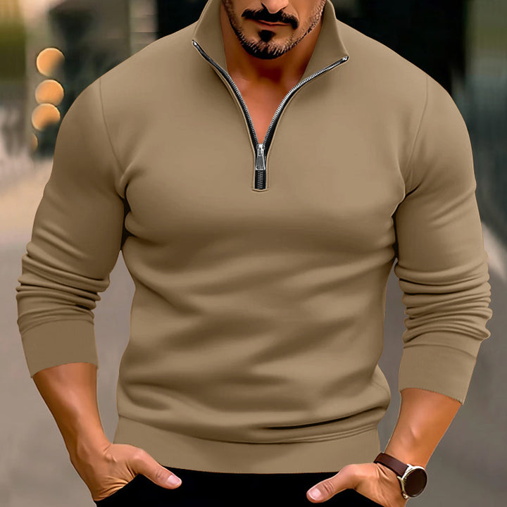 Men's pullover with half zipper and modern accents Lisslune