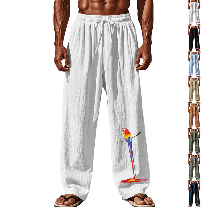 Men's Lightweight Beach Sandal Pants with Elastic Waistband and Colorful Print Lisslune