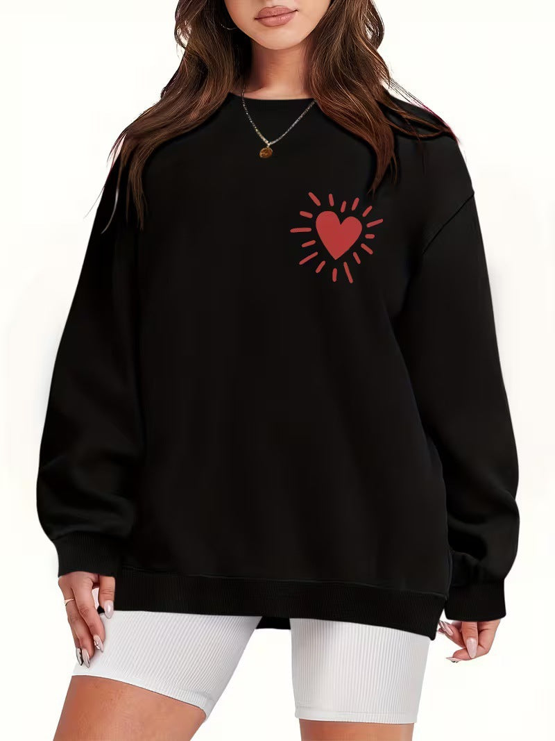 Women's sweatshirt with casual heart motif and oversized fit Lisslune