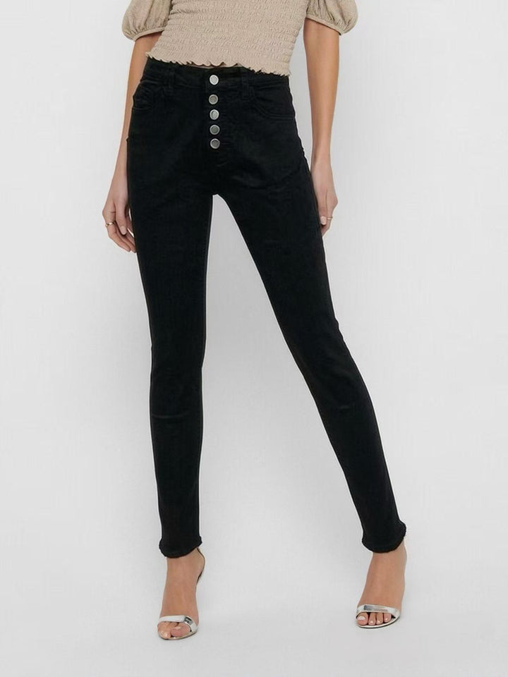 Damen Slim-Fit Jeans mit eleganter Knopfleiste und hohem Bund Lisslune