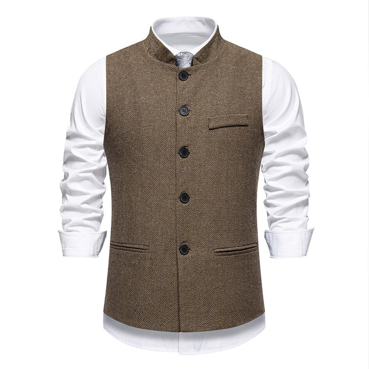 Men's elegant knitted vest with V-neck and button details Lisslune