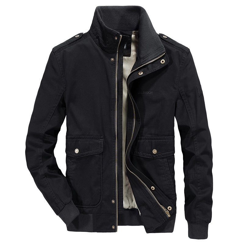 Men's Casual Utility Jacket with Adjustable Collar and Practical Pockets Lisslune