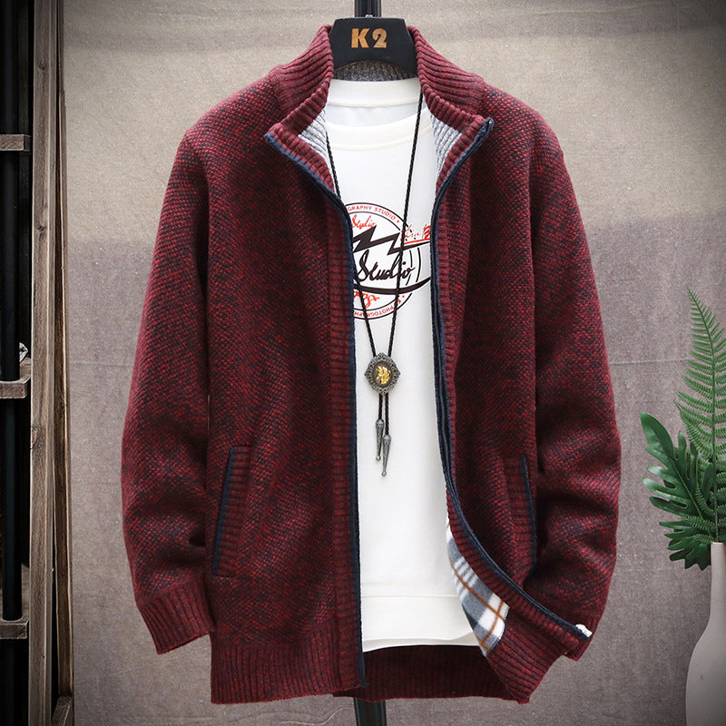 Men's cardigan with stand-up collar and pockets Lisslune