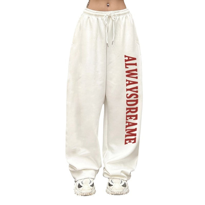 Women’s casual sweatpants with motivational lettering and elastic waistband Lisslune