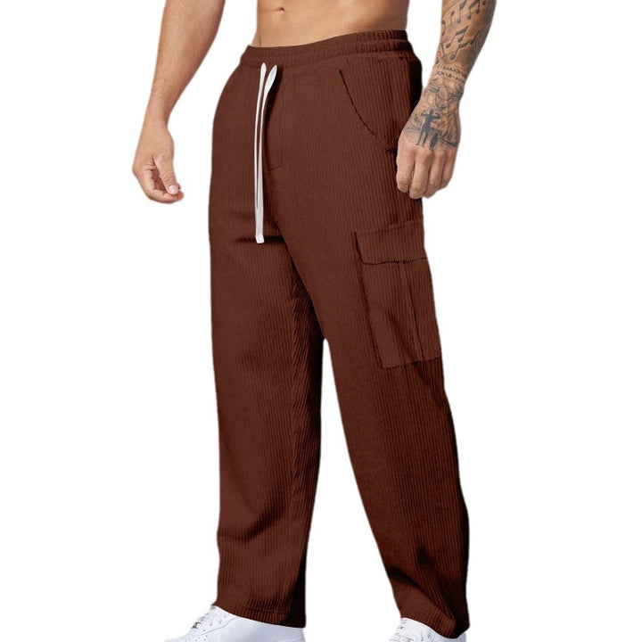 Men's cargo pants made of soft ribbed material with elastic waistband and practical pockets Lisslune