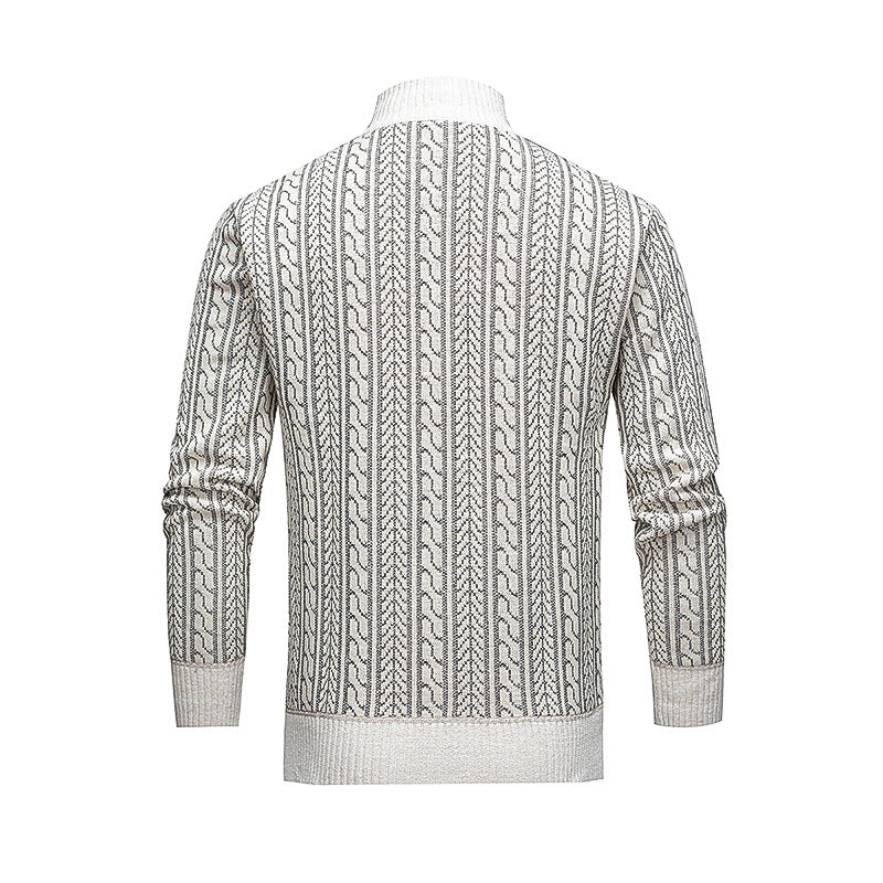 Men's Stylish Pullover with Zipper and Textured Pattern Lisslune