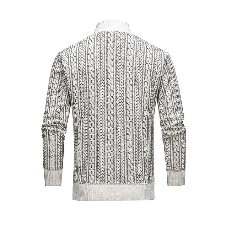 Men's Stylish Pullover with Zipper and Textured Pattern Lisslune