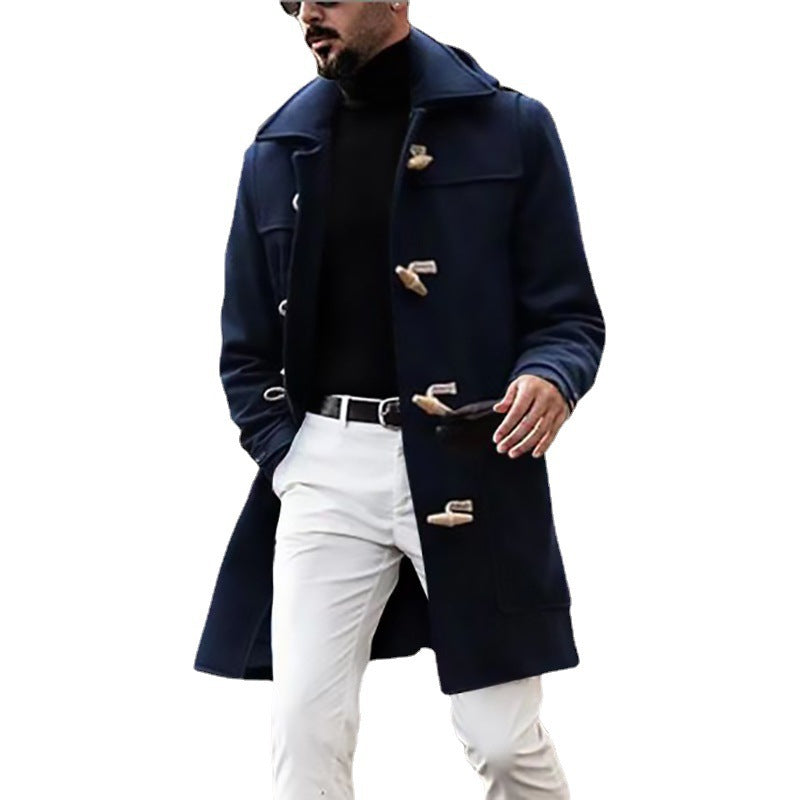 Men's stylish duffle coat made of high-quality wool with a hood and practical buttons Lisslune