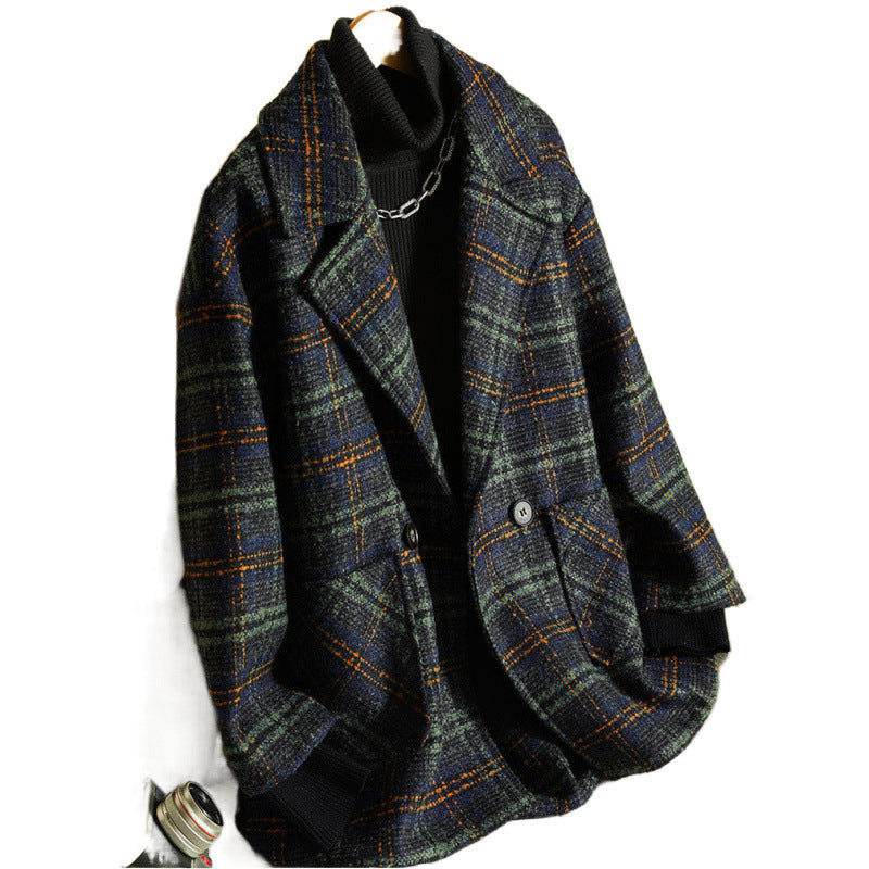 Women's Classic Check Jacket in Fashionable Oversized Style Lisslune