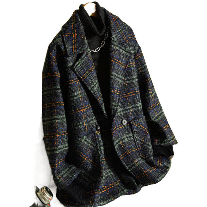 Women's Classic Check Jacket in Fashionable Oversized Style Lisslune