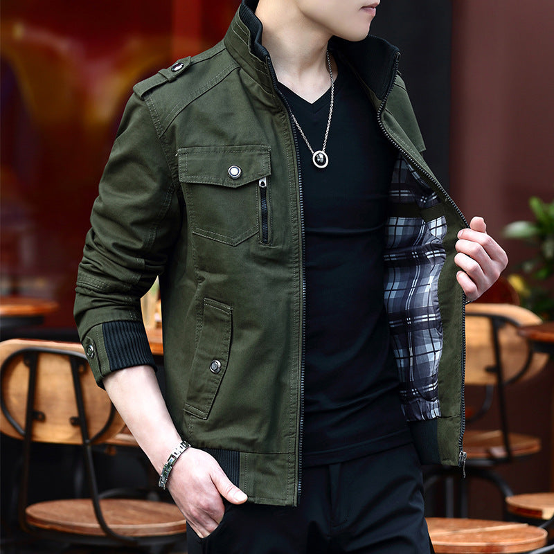 Men's stylish casual jacket with practical pockets and stand collar Lisslune