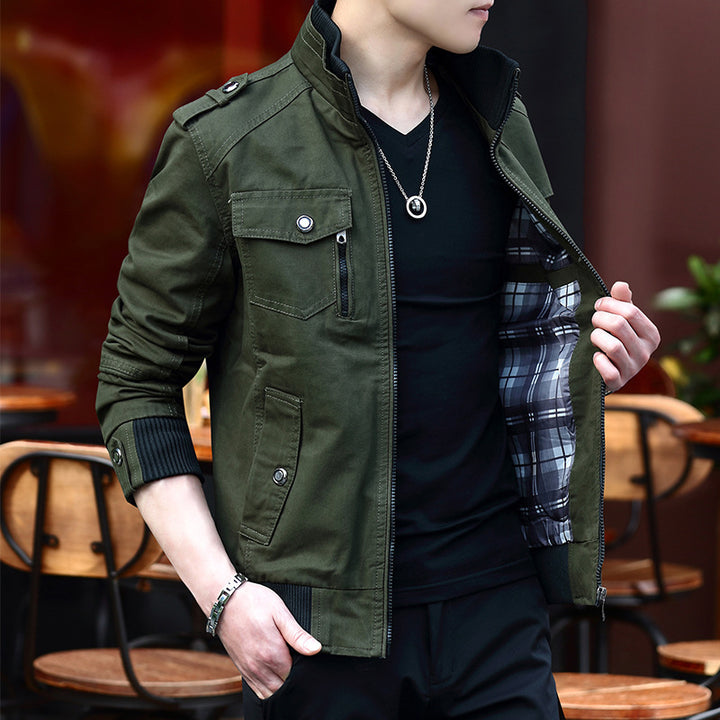 Men's stylish casual jacket with practical pockets and stand collar Lisslune