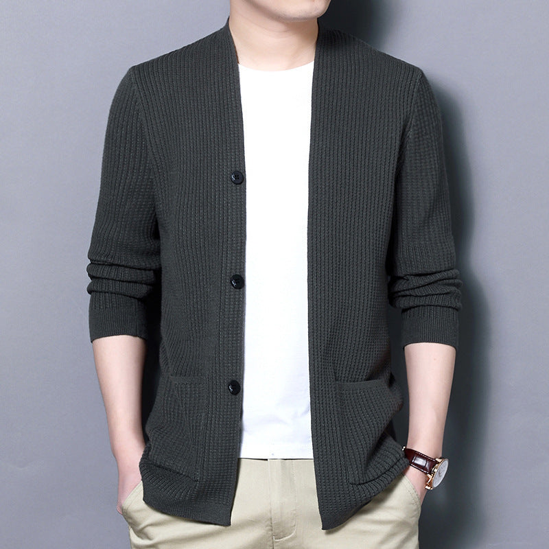 Men's Cardigan with Open Cut and Practical Pockets Lisslune