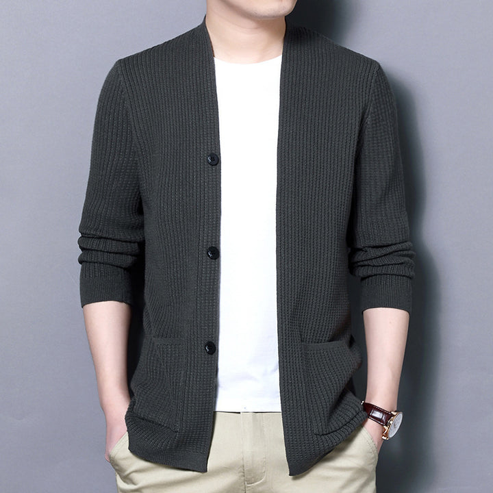 Men's Cardigan with Open Cut and Practical Pockets Lisslune