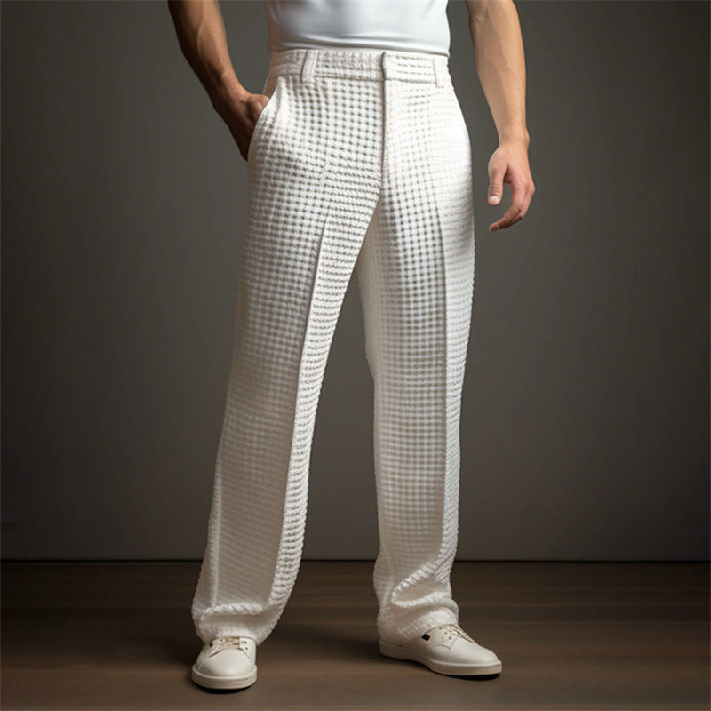 Men's elegant checked trousers with elastic waistband and side pockets Lisslune