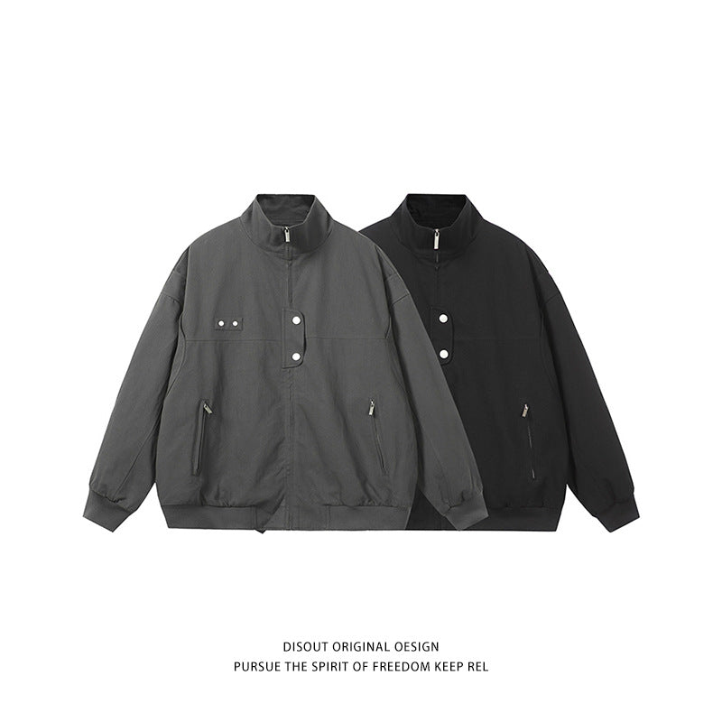 Men's fashionable quilted jacket with high collar and side zip pockets Lisslune
