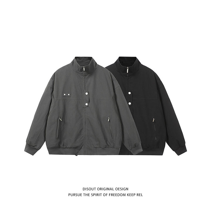 Men's fashionable quilted jacket with high collar and side zip pockets Lisslune