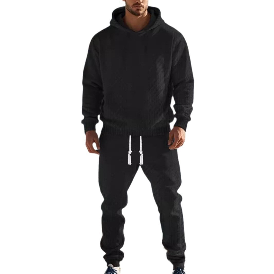 Men's sporty hoodie and jogging pants set with textured design Lisslune