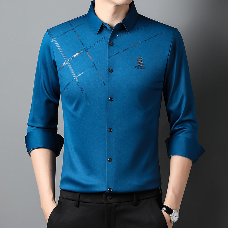 Men's elegant long-sleeve shirt with modern graphic design Lisslune