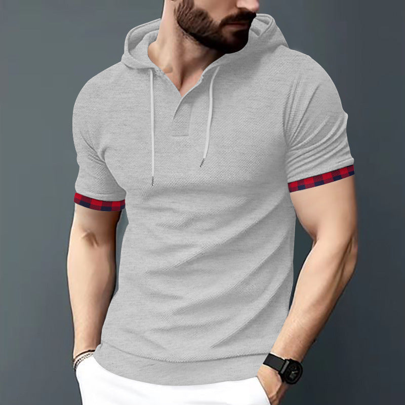 Men's Short Sleeve Shirt with Hood and Modern Accents Lisslune