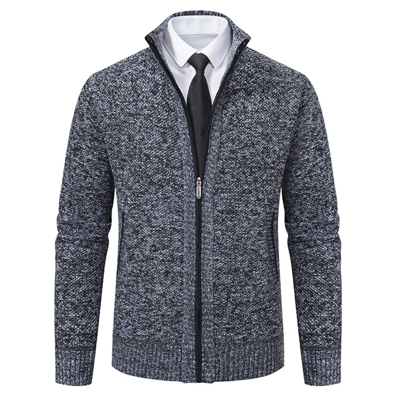 Men's elegant cardigan with high collar and practical zipper Lisslune
