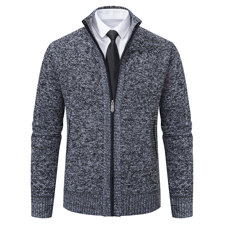 Men's elegant cardigan with high collar and practical zipper Lisslune