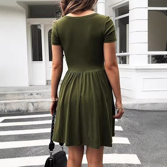 Damen Kurzarm Kleid Lisslune