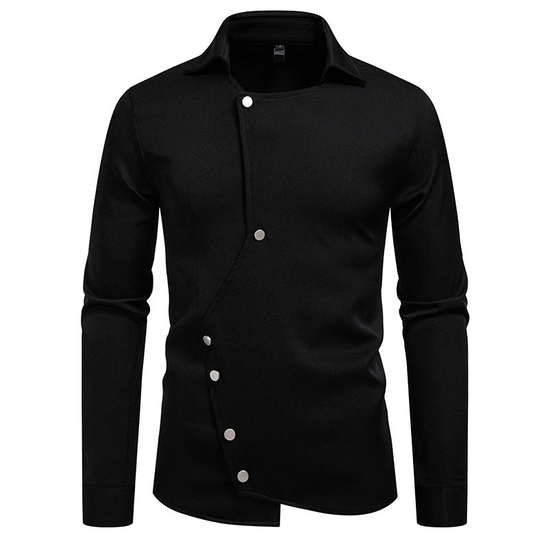 Men's fashionable, asymmetrical shirt with unique button details Lisslune