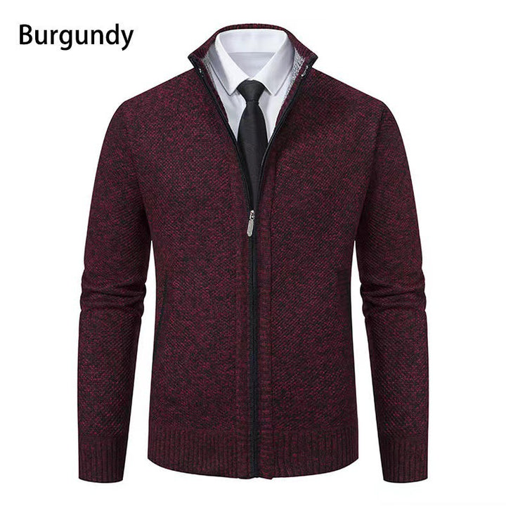 Men's fashionable cardigan with high collar and full-length zipper Lisslune