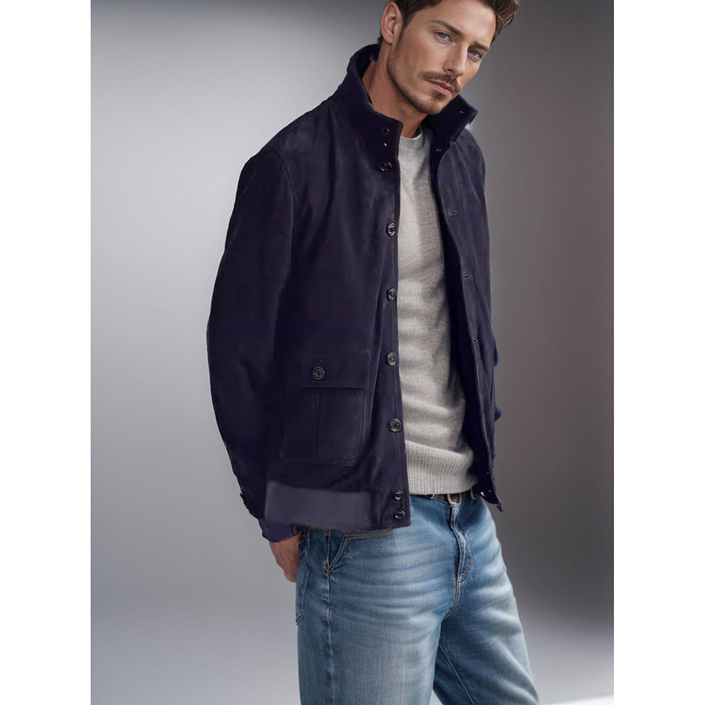 Men's fashionable transitional jacket with high collar and patch pockets Lisslune