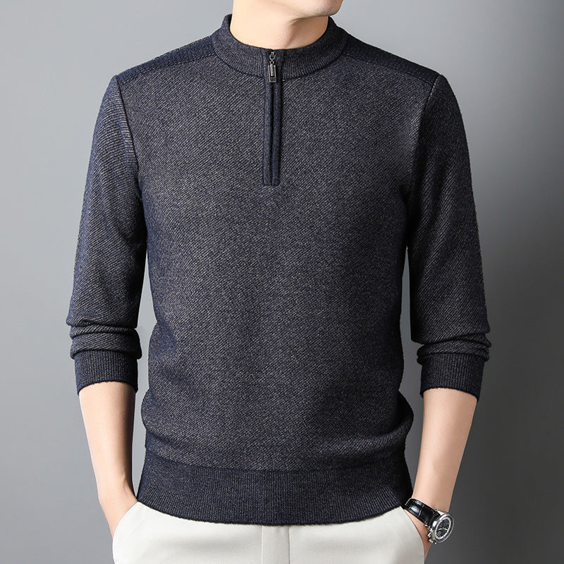 Men's sweater with half zipper and textured design Lisslune
