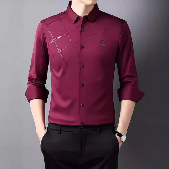 Men's elegant long-sleeve shirt with modern graphic design Lisslune