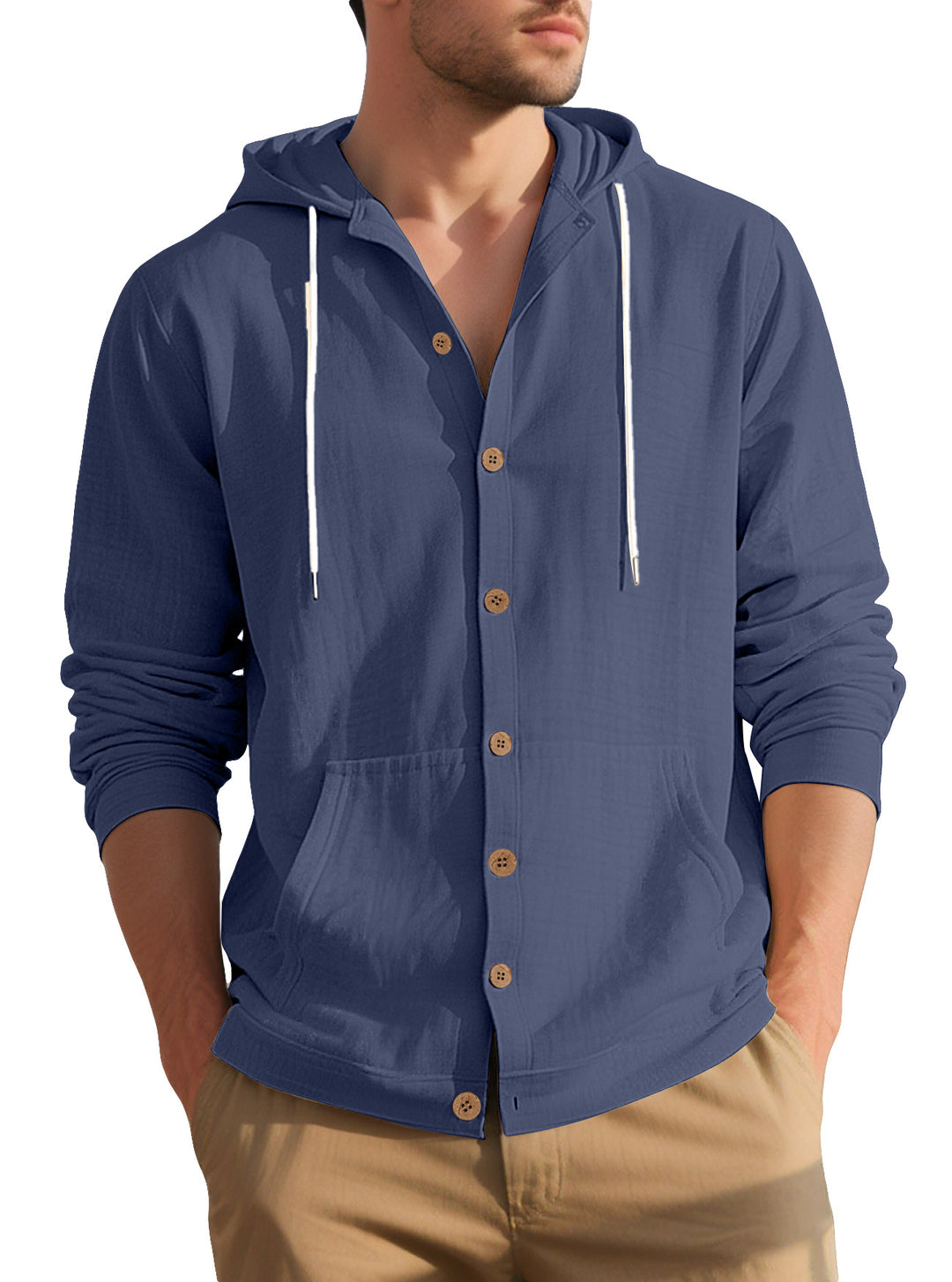 Men's elegant leisure jacket with hood and practical pockets Lisslune