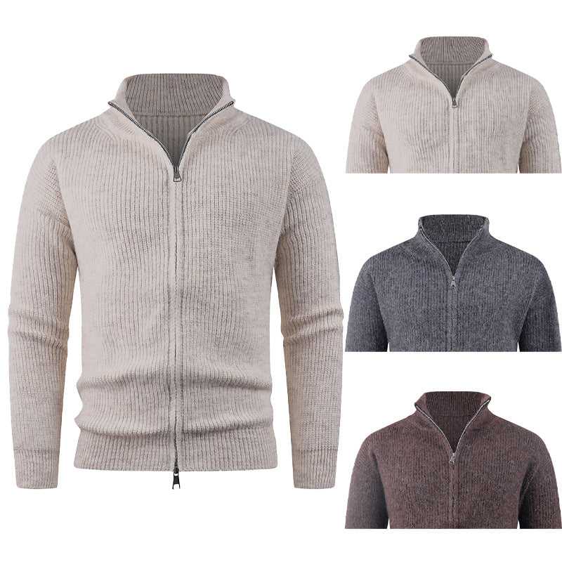 Men's knitted sweater with modern zipper and structured texture Lisslune