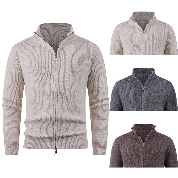 Men's knitted sweater with modern zipper and structured texture Lisslune