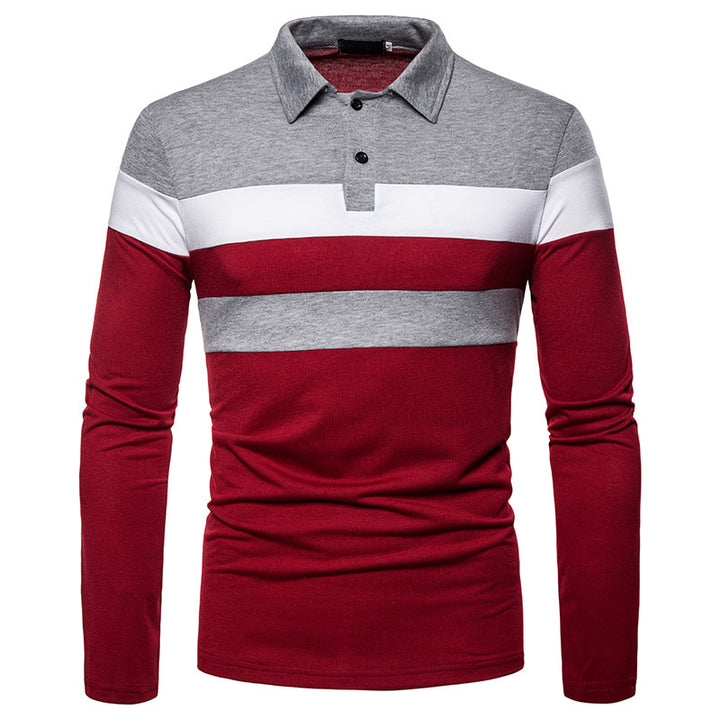 Men's long-sleeve polo shirt with sporty color block design Lisslune