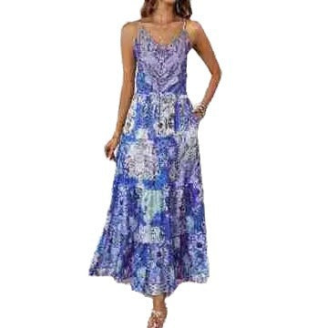 Women’s maxi dress with airy straps and floral pattern Lisslune